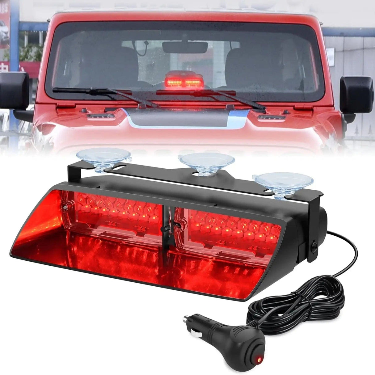 Windshield Hazard Strobe Light 8 Inch 16 Leds Windshield Hazard Red Strobe Light