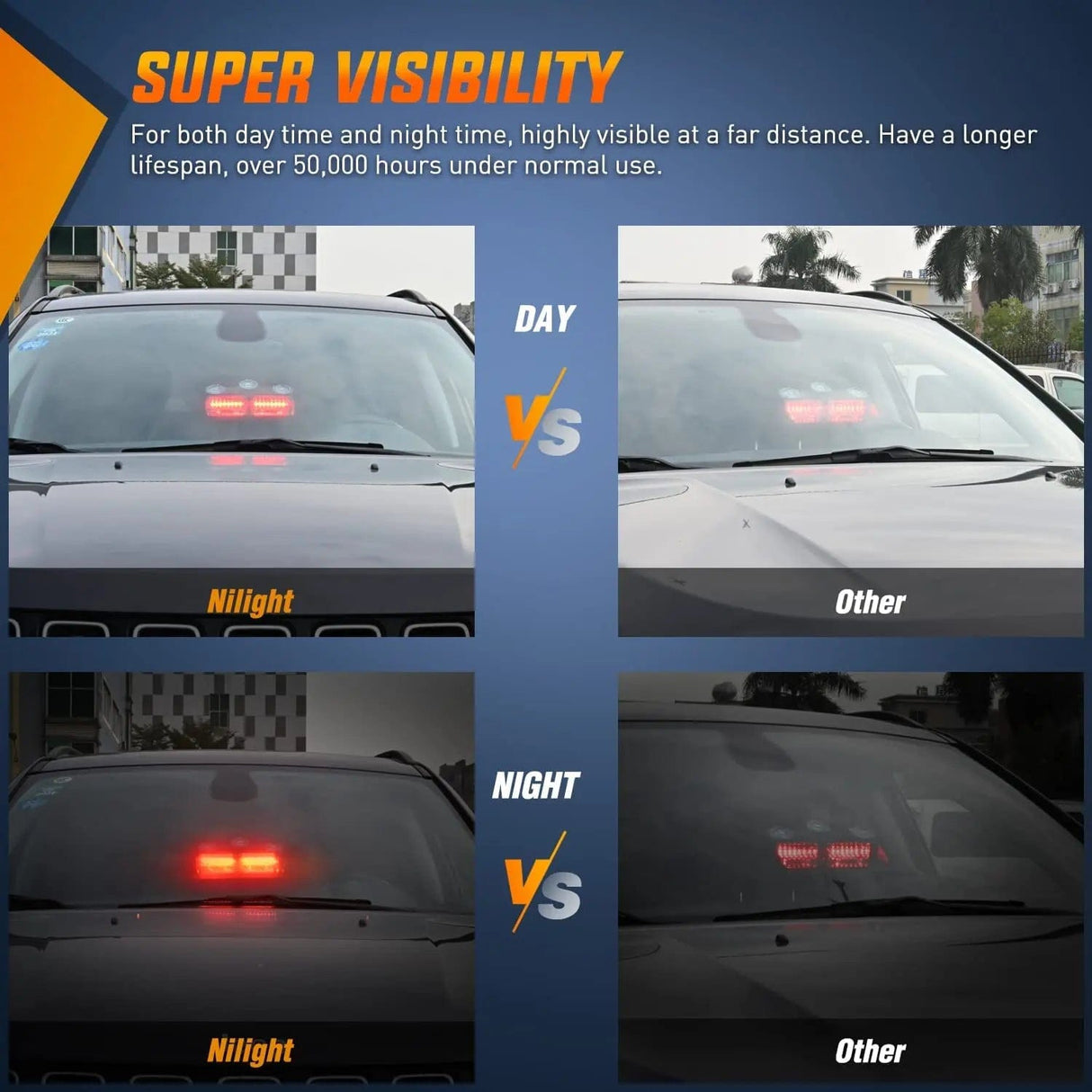 Windshield Hazard Strobe Light 8 Inch 16 Leds Windshield Hazard Red Strobe Light