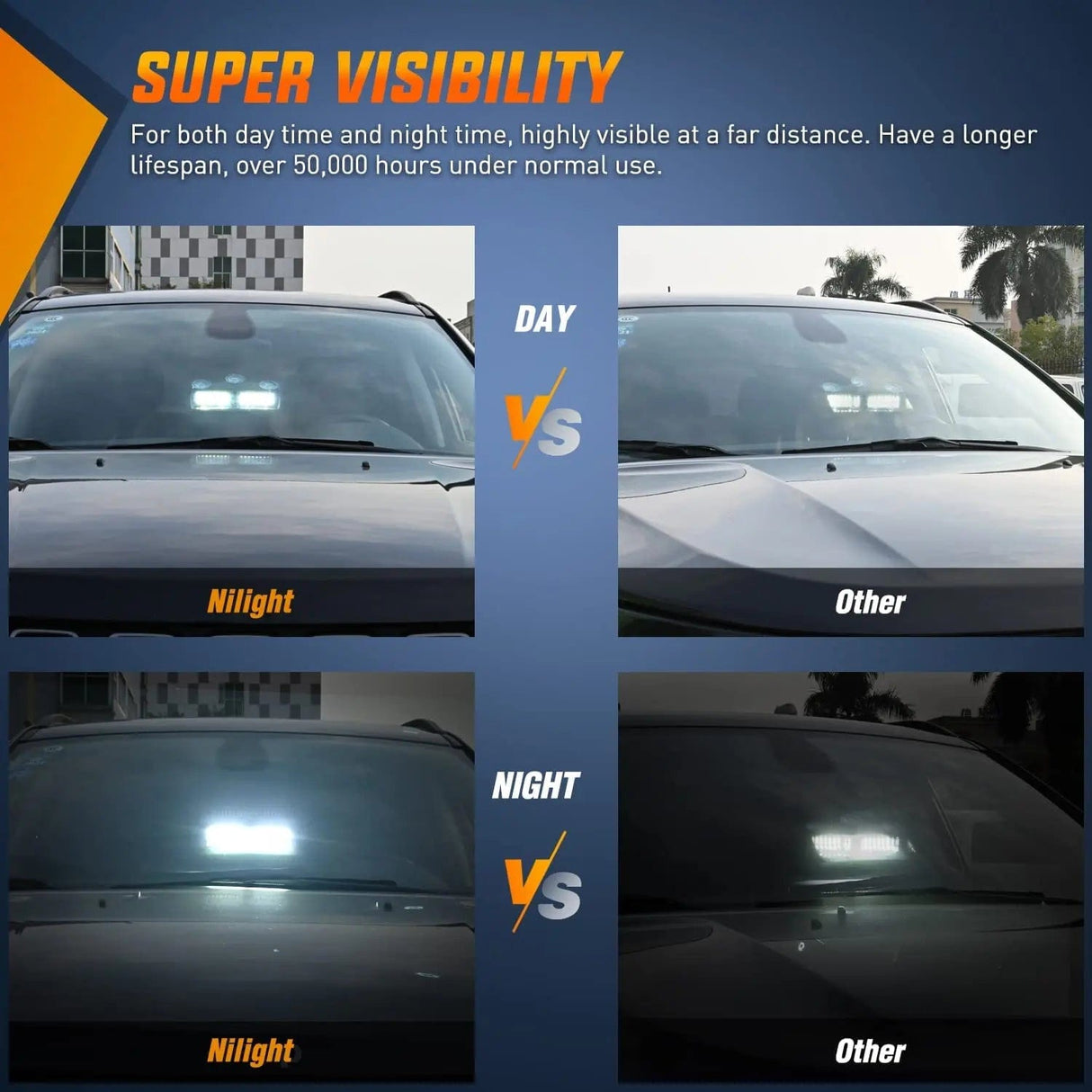 Windshield Hazard Strobe Light 8 Inch 16 Leds Windshield Hazard White Strobe Light