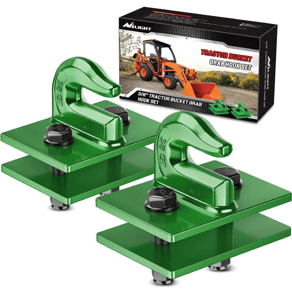 Tow Hooks & Truck Tie Downs & Anchors Tractor Bucket Grab Hook 3/8 Inch Dark Green (Pair)