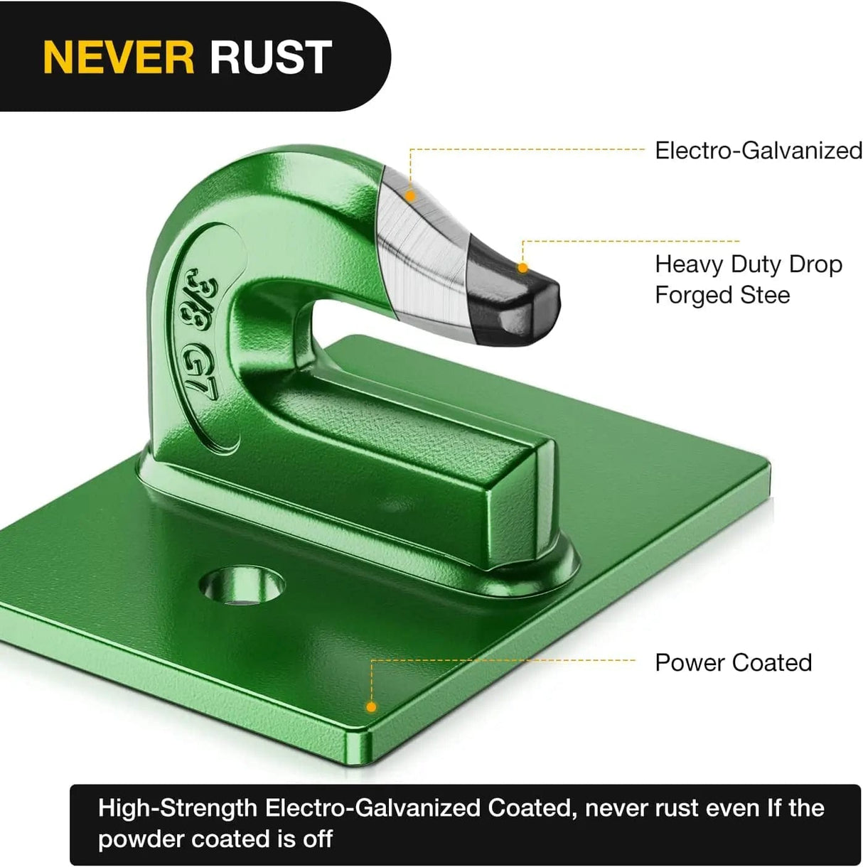 Tow Hooks & Truck Tie Downs & Anchors Tractor Bucket Grab Hook 3/8 Inch Dark Green (Pair)