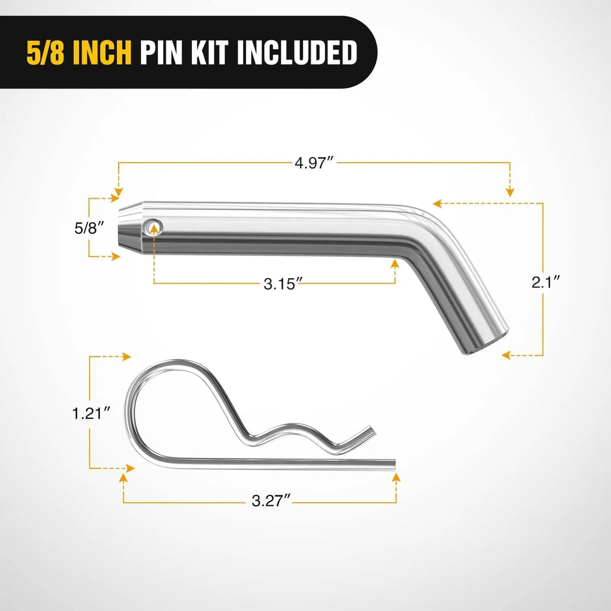 Trailer Hitch Hitch Ball Mount w/ 2 Inch Ball Mount | 5/8 Inch Hitch Pin Clip