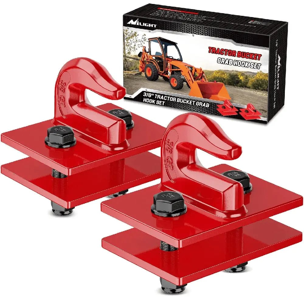 Tow Hooks & Truck Tie Downs & Anchors Tractor Bucket Grab Hook 3/8 Inch Red (Pair)