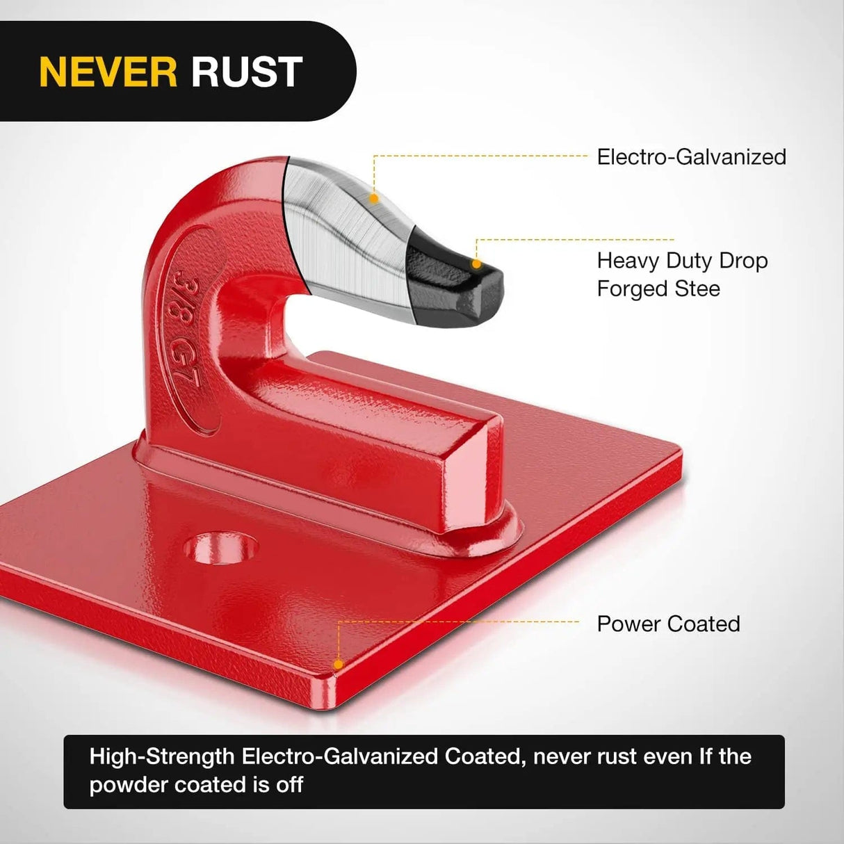 Tow Hooks & Truck Tie Downs & Anchors Tractor Bucket Grab Hook 3/8 Inch Red (Pair)