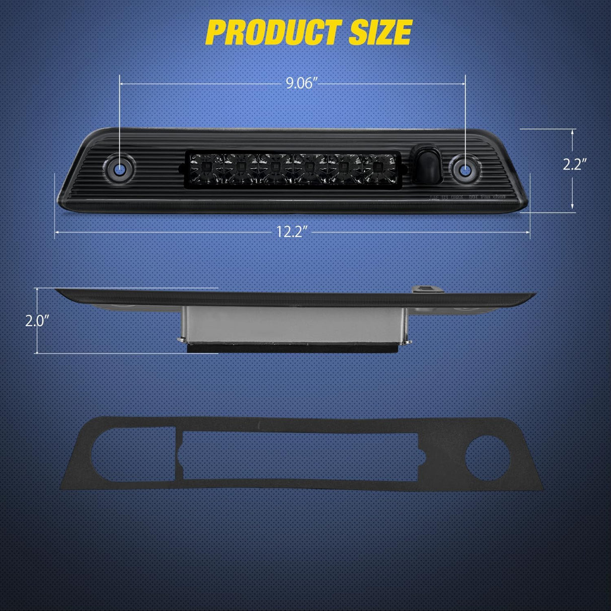 Third Brake Light Tail High Mount 3rd Stop Lights Smoked Lens Compatible with Jeep Liberty 2008 2009 2010 2011 2012 Van SUV Rear Center Cab Lamp