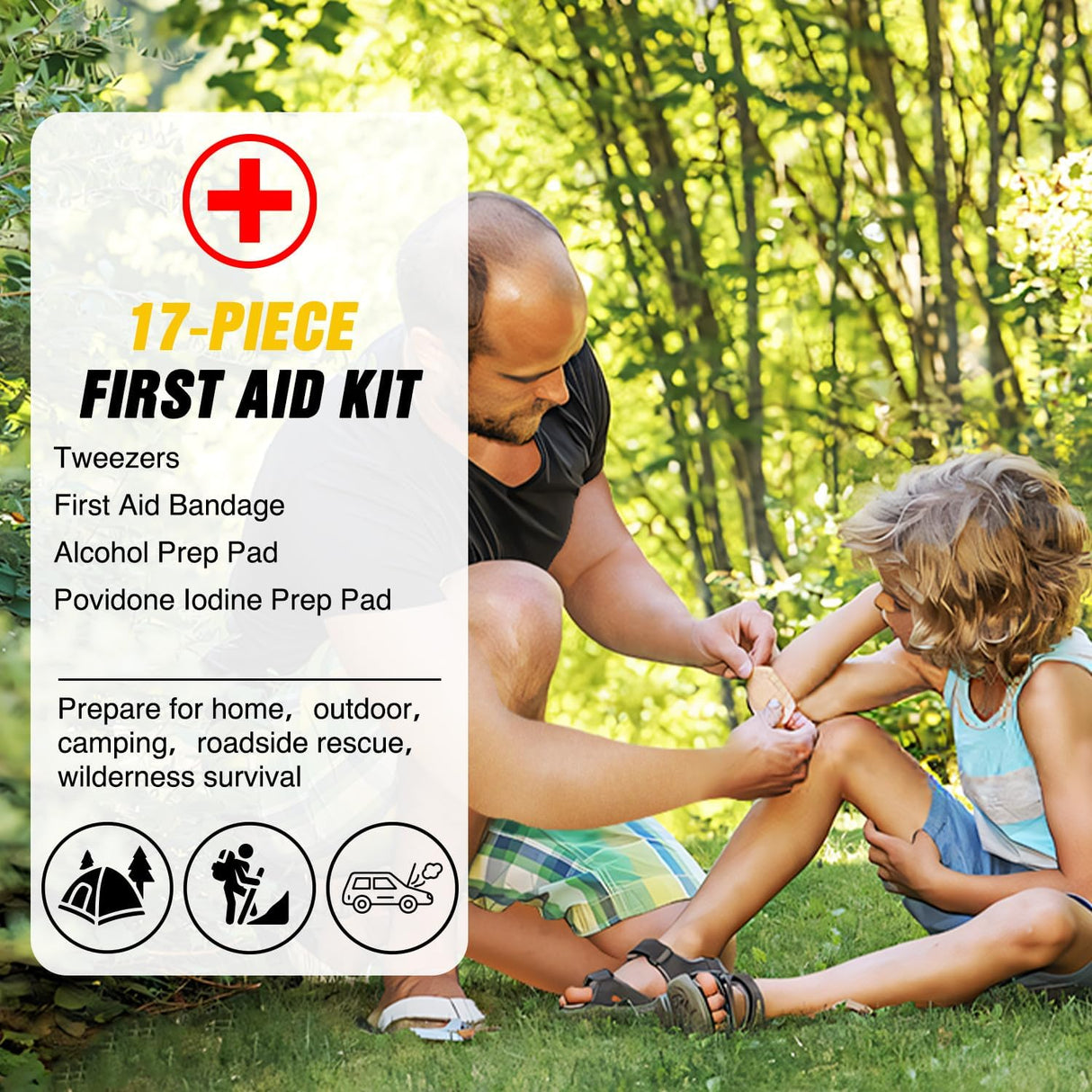 Car Emergency Kit with Jumper Cable Air Compressor Tire Repair Essential Tools First Aid Alligator Connector Electrical Kit for Travel Camping Outdoor Cars Truck SUV RV