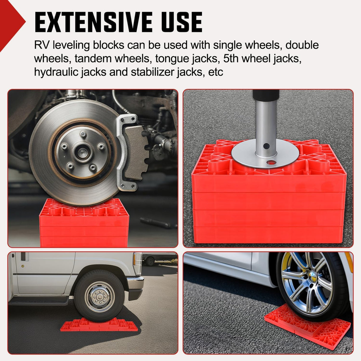 RV Leveling Blocks 10 Pack Interlocking Design Stabilizer Block Customizable Height with Carrying Bag for Rv Camper Travel Trailer