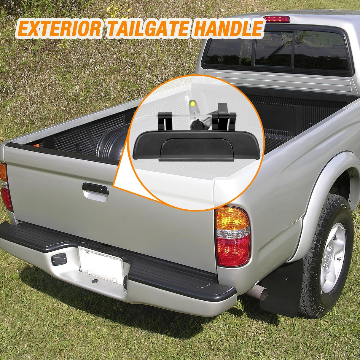 Tailgate Handle Compatible with 1995 96 97 98 99 00 01 02 03 2004 Toyota Tacoma Pickup Liftgate Latch Tail Gate Car Door Handles Assembly Replaces#79605,TO1915102,6909035010,Textured Black