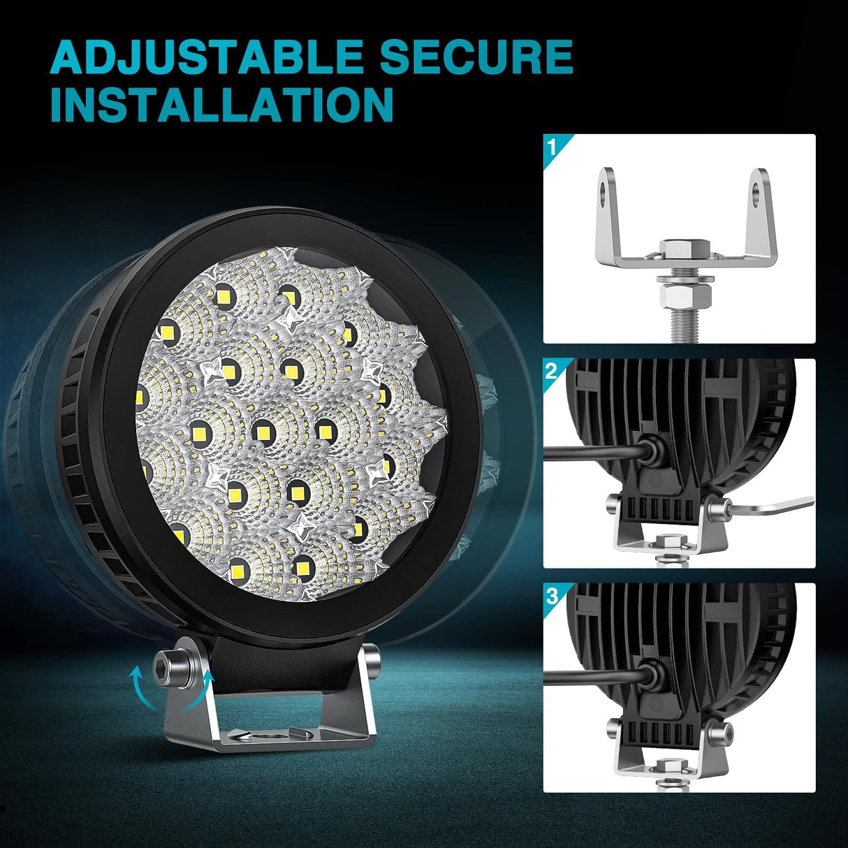 4 Inch 19LED Round Flood Built-in EMC LED Pod Lights (Pair) Nilight