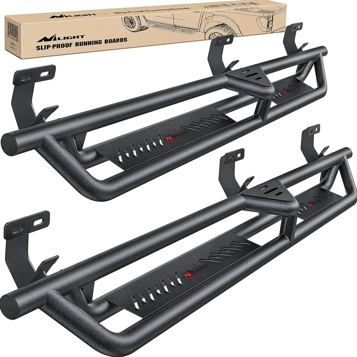 2009 2018 Dodge RAM 1500 2019 2023 1500 Classic Quad Cab Running Boards Dual Stage Textured Black Powder Coated Slip Proof Side Step Nerf Bars
