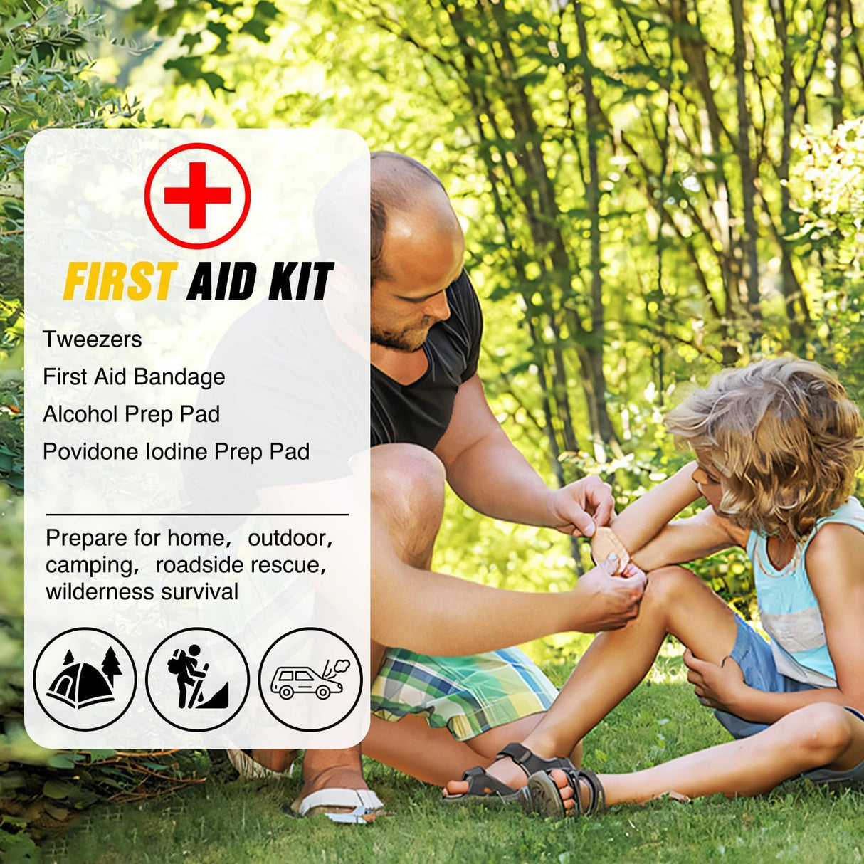 Car Emergency Kit with Jumper Cable Air Compressor Tire Repair Essential Tools First Aid Alligator Connector Electrical Kit for Travel Camping Outdoor Cars Truck SUV RV