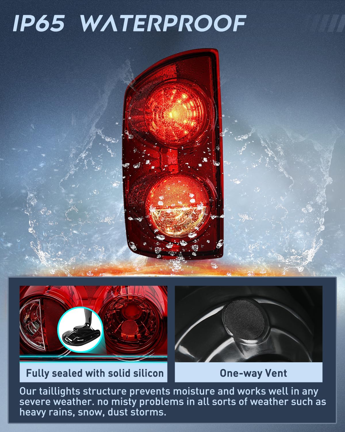 Taillight Assembly Compatible with 2007 2008 Dodge Ram 1500 2007 2008 2009 Dodge Ram 2500 3500 Rear Lamp Replacement OE Style Driver Side Dark Red Lens