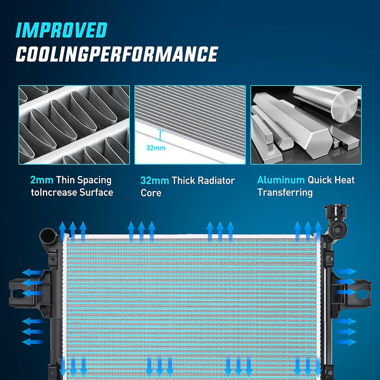 2005-2010 Jeep Grand Cherokee 4.7L 3.0L 6.1L 3.7L 2006-2010 Jeep Commander 3.7L 4.7L Radiator Nilight