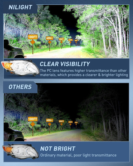 2009 2010 Toyota Corolla XLE/LE/Base Headlight Assembly Chrome Housing Amber Reflector Nilight