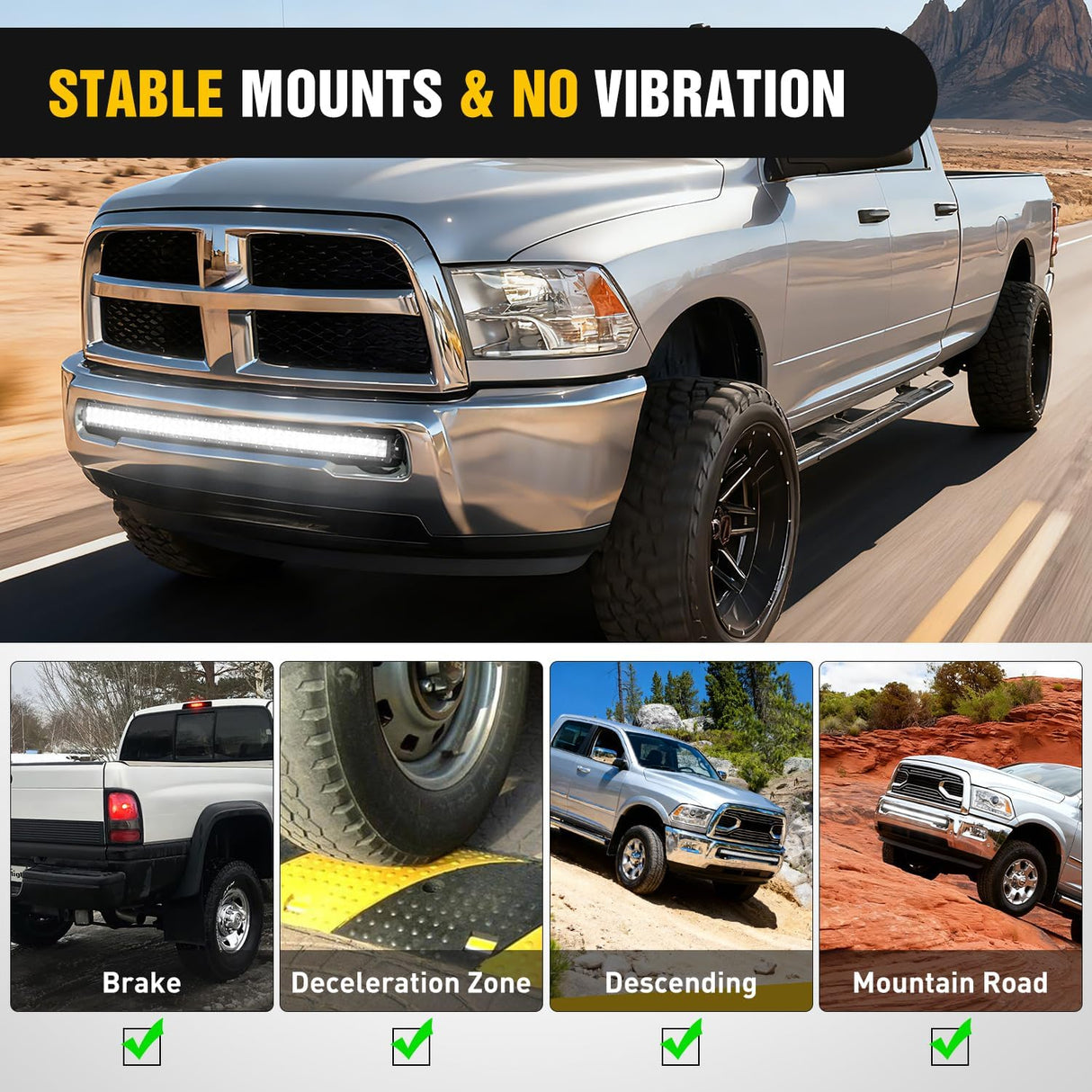 Hidden Bumper Mounting Brackets for 2010-2020 Dodge Ram 2500 3500 | Designed for 40 Inch Single Double Row Curved LED Light Bar,Heavy-Duty Steel,Front Lower Hidden Bumper Brackets