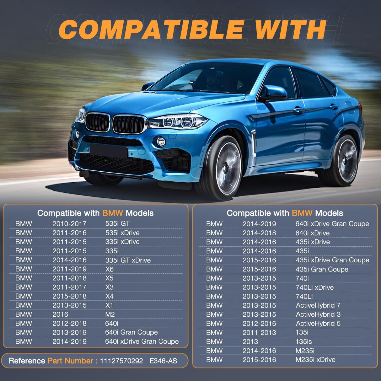 N55 Engine Valve Cover with Gasket, Bolts, Oli Cap for BMW 2011-2019 Model - 135i 335i 535i 640i X3 X5 X6 M2 M135i (xDrive) ActiveHybrid Series - 3.0L Turbo, Replace# 11127570292