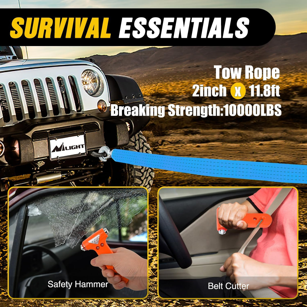 Car Emergency Kit with Jumper Cable Air Compressor Tire Repair Essential Tools First Aid Alligator Connector Electrical Kit for Travel Camping Outdoor Cars Truck SUV RV