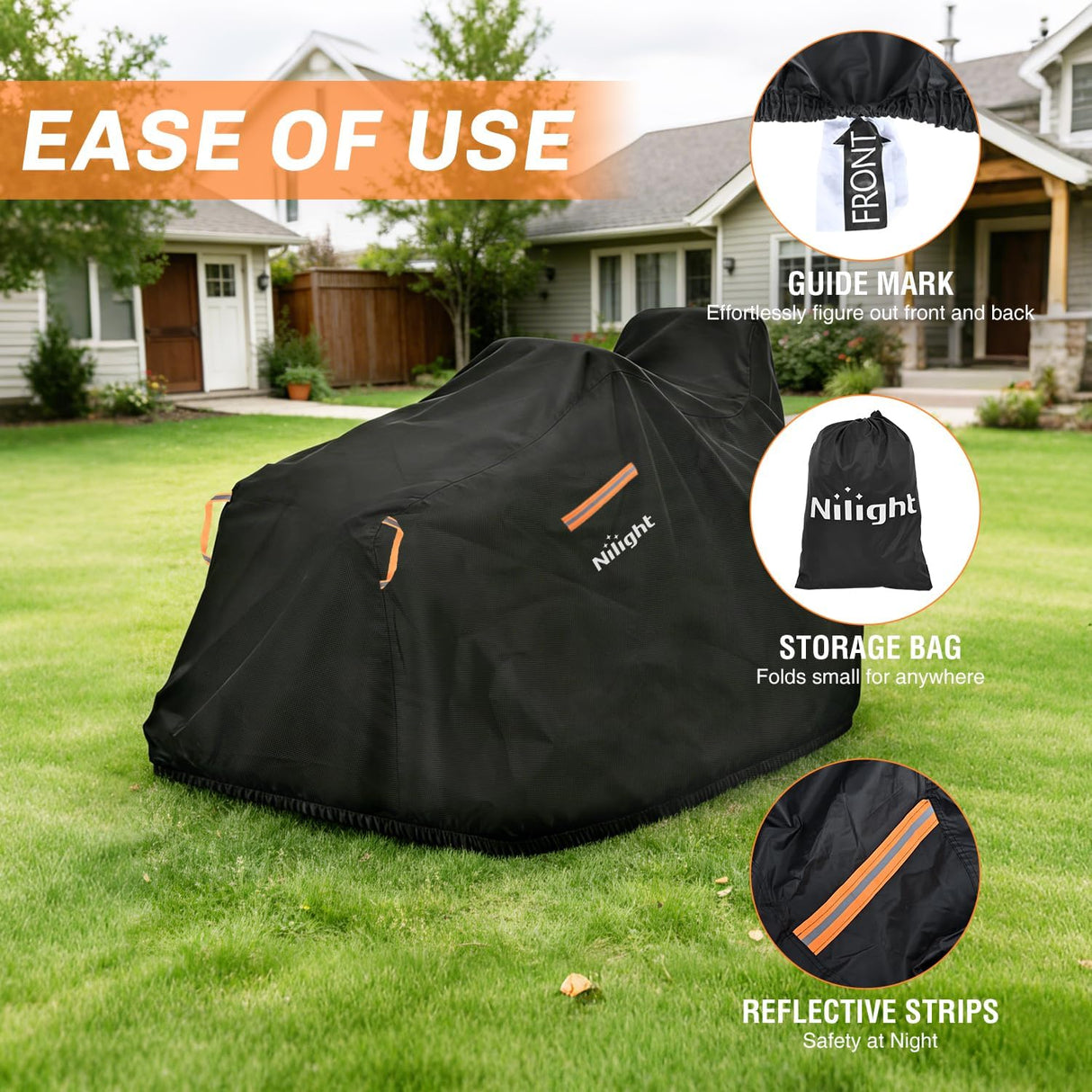 Riding Lawn Mower Cover 72 Inch, Waterproof Lawn Mower Cover | Fits Mowers up to 72 InchL x 44 InchW x 43 InchH, 420D Heavy Duty Fabric, All-weather & UV Protection
