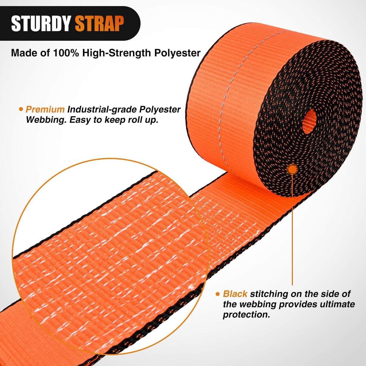Truck Straps 4 Inch x 30' Heavy Duty Tie Down with Flat Hooks | 16800LBS Break Strength & 5400LBS WLL for Flatbed Trailer Cargo Control Recovery Tree Saver 4 Pack Orange