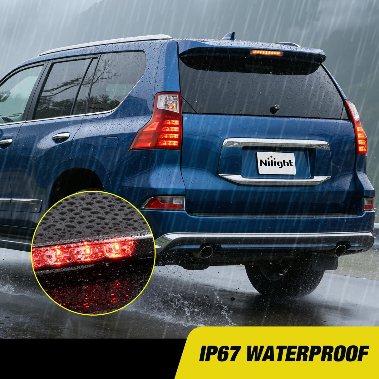 Third Brake Light for Toyota XA40 2013-2018 and GX460 2010-2019 | for Toyota XA40 2013-2018, GX460 2010-2019, High Mount 3rd Stop LED Tail Van SUV Rear Cab Center Lamp, Smoked Lens