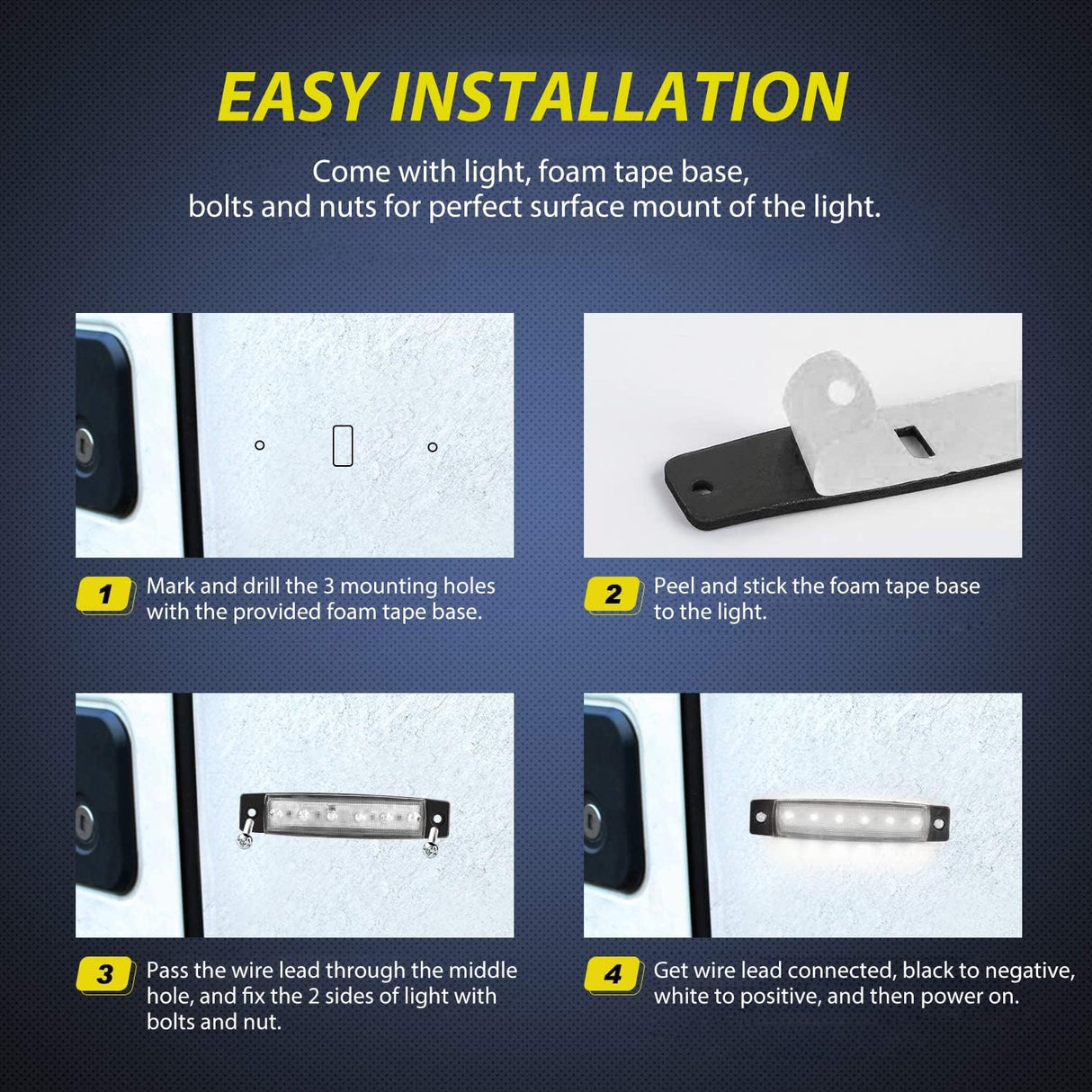 3.8 Inch 6 LEDs Amber Red White Side Marker Lights (30 Pcs) Nilight