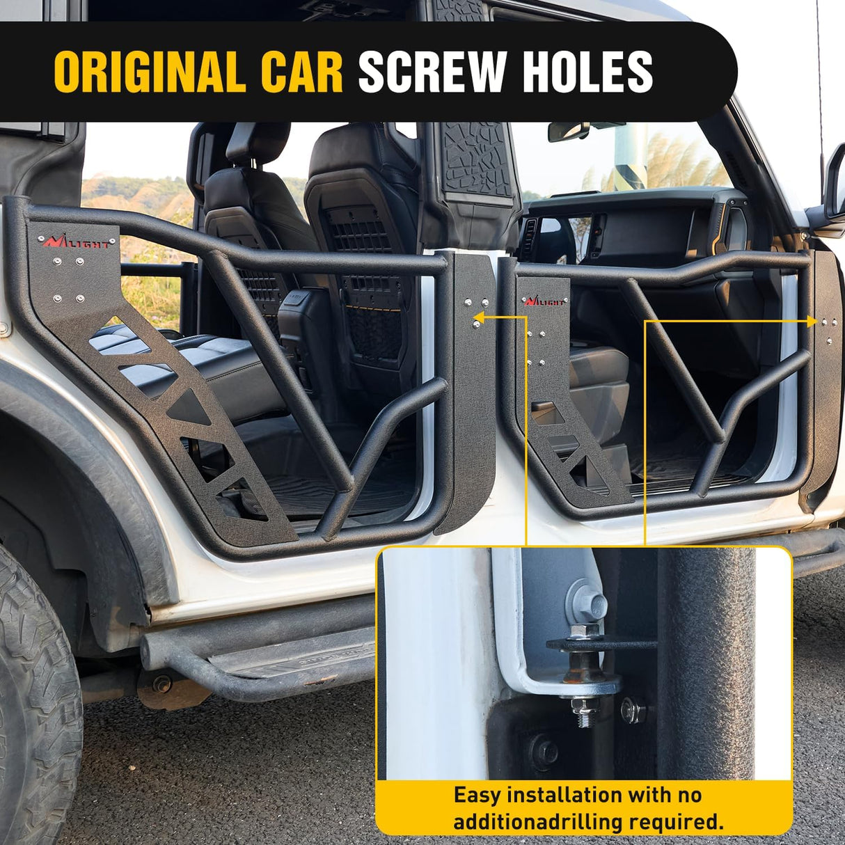 Tube Doors Compatible with Ford Bronco 4-Door 2021 2022 2023 2024 2025,Off Road Front Rear Tubular Doors 4PCS