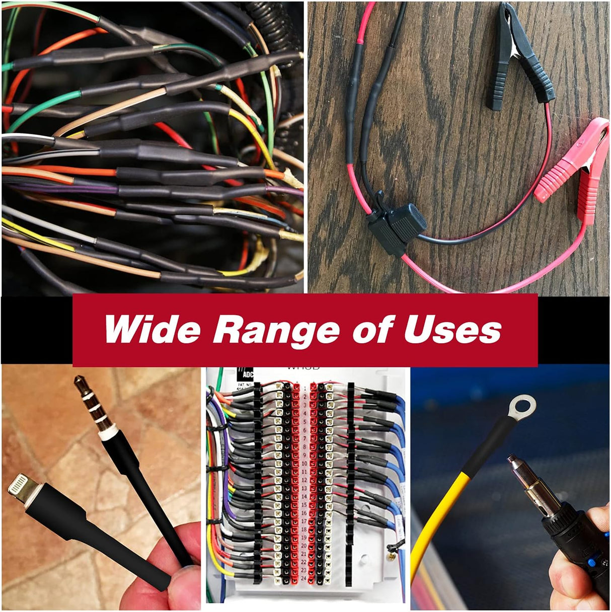 130 Pcs 3:1 Dual Wall Adhesive Heat Shrink Tubing Kit, 6 Sizes(Dia): 1/2 Inch, 3/8 Inch, 1/4 Inch, 3/16 Inch, 1/8 Inch, 3/32 Inch,Electrical Wire Cable Wrap Tube Assortment