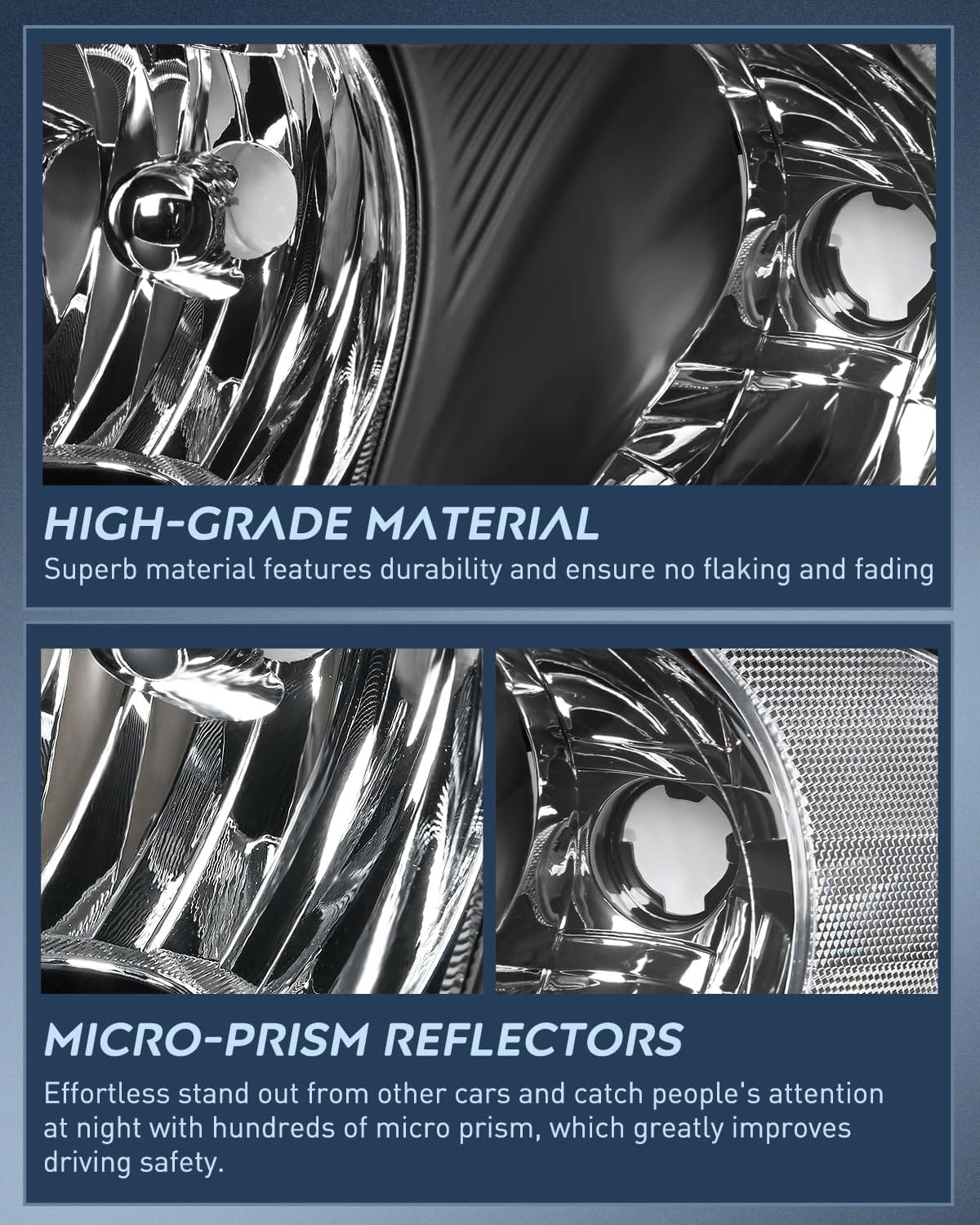 2001-2007 Chrysler Town & Country 2001-2003 Voyager 2001-2007 Dodge Grand Caravan Headlight Assembly Black Case Clear Reflector Nilight