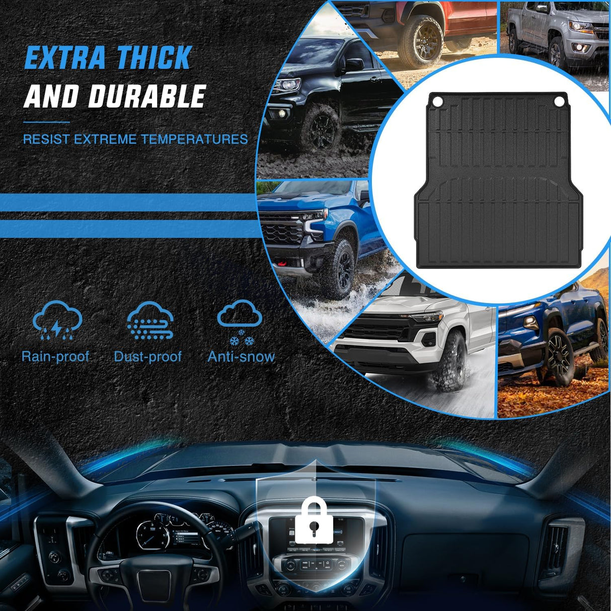 Truck Bed Mat 4.3 FT for 22-25 Hyundai Santa Cruz, TPE Heavy-Duty Pick-up Bed Liner for Hyundai Santa Cruz 2022 2023 2024 2025, Anti-Slip Texture, All Weather Protection