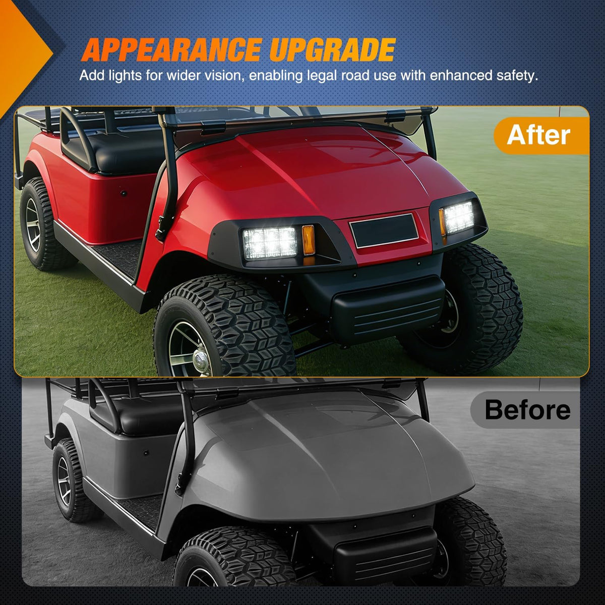 Golf Cart LED Headlights 2PCS 12V Turn Signals EZGO TXT | High Brightness Waterproof Plug and Play Design Running Light Upgrade Easy Installation for 1996-2013 EZGO TXT Electric Carts