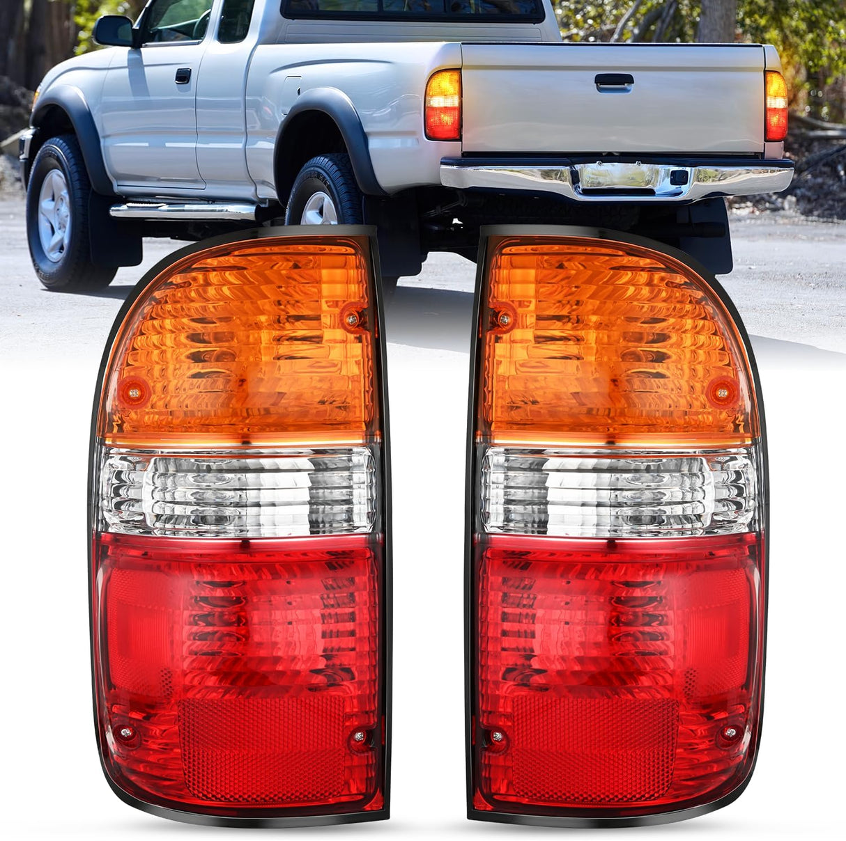 Taillight Assembly Compatible with 2001 2002 2003 2004 Toyota Tacoma Rear Tail Light Lamp Replacement OE Style Driver and Passenger Side