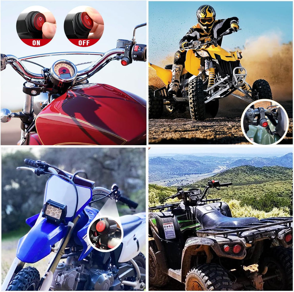Wiring Harness Kit Nylon 16 AWG 1 Lead 12V Motorcycle Handlebar Switch On Off Power Relay Blade Fuse for LED Light Bar Off Road Lights on Motorcycles Bicycles ATV UTV