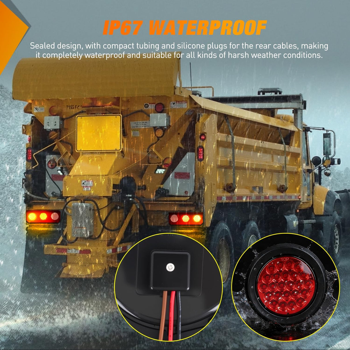 Triple Tail Lights 2PCS 72LED Stop Brake Turn Reverse | Running Backup Lights with Iron Bracket Base IP67 Waterproof Fits Truck Trailer Camper Van RV Caravan