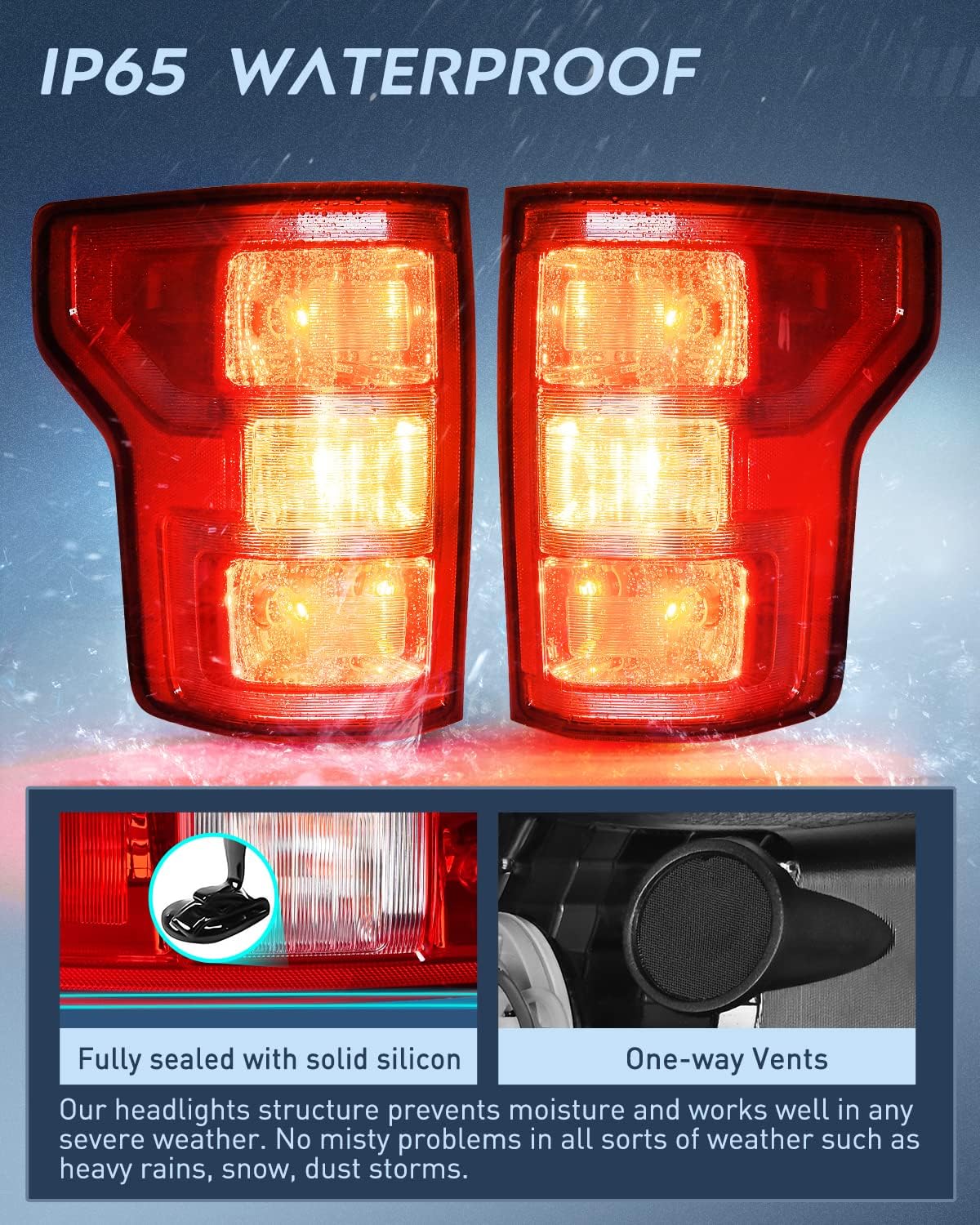 Taillight Assembly Compatible with 2018 2019 2020 Ford F150 F-150 Pickup Truck Tail Light Rear Lamp Replacement OE Style Red Housing with Bulbs and Harness Driver and Passenger side