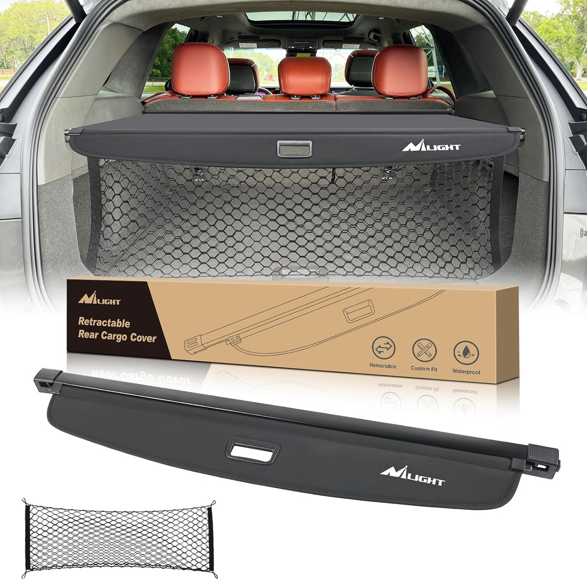 Trunk Cargo Cover Fit for Lincoln Nautilus 2024 2025 2026 | Retractable Security Shade, Includes Trunk Storage