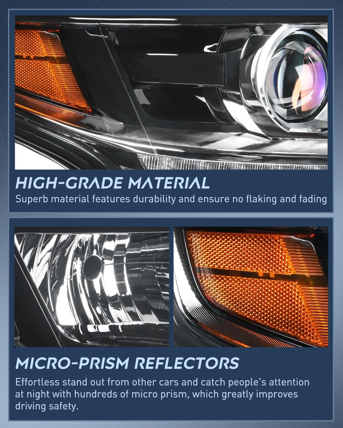 2015-2020 Chevy Tahoe Suburban Headlight Assembly Black Housing Amber Reflector Clear Lens Nilight