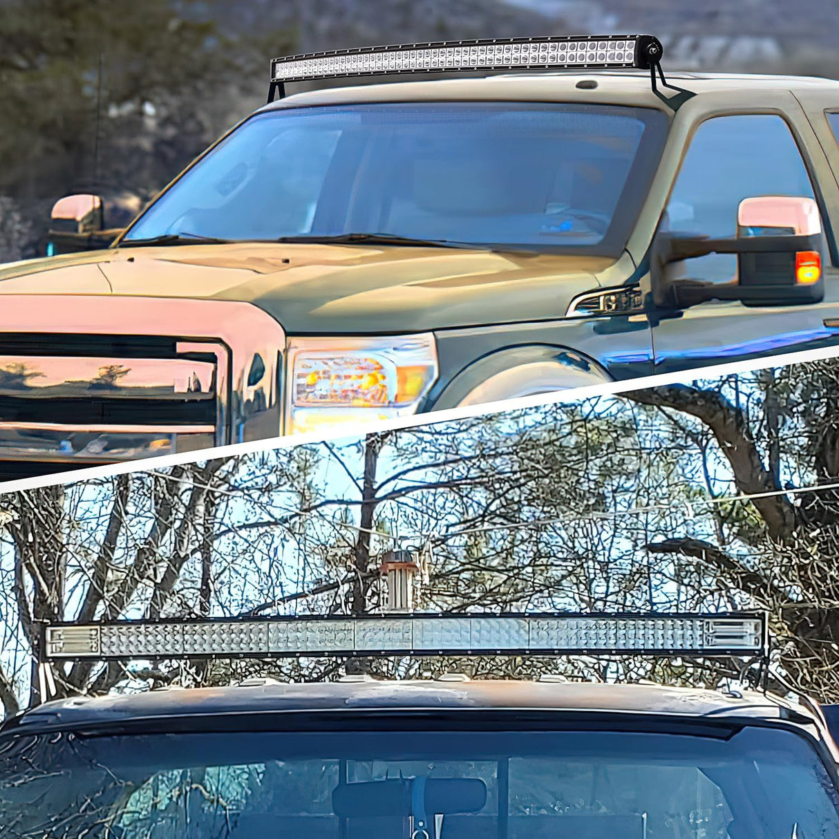 52 inch LED Light Bar Bracket Mounting Upper Windshield Roof Cab Brackets Compatible with Ford F250 F350 4WD 2WD 1999-2015