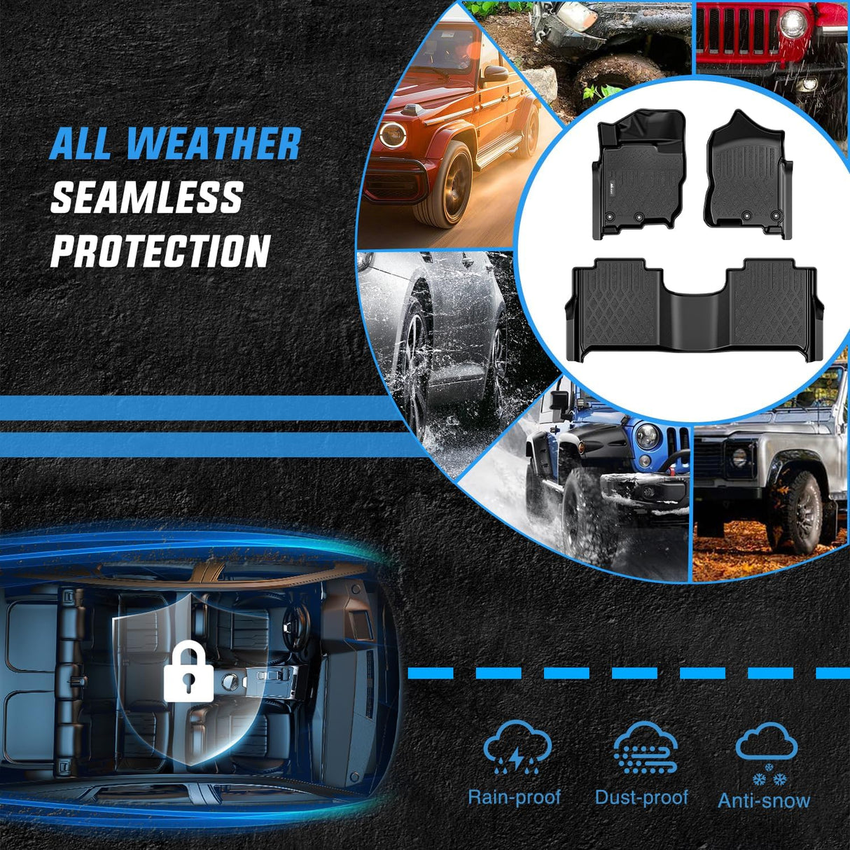 TPE Floor Mats for Nissan Titan 2017-2021 / TitanXD Crew Cab 2016 2017 2018 2019 2020 All Weather Custom Fit Heavy Duty Floor Liners