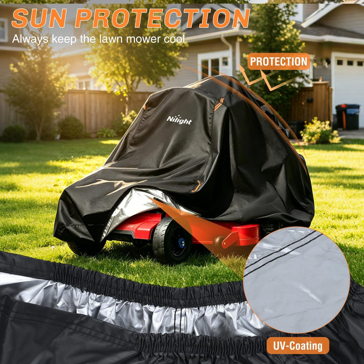 Zero Turn Mower Cover 92 Inch, Waterproof Lawn Mower Cover | Fits Mowers up to 92 InchL x 64 InchW x 55 InchH, 420D Heavy Duty Fabric, All-weather & UV Protection