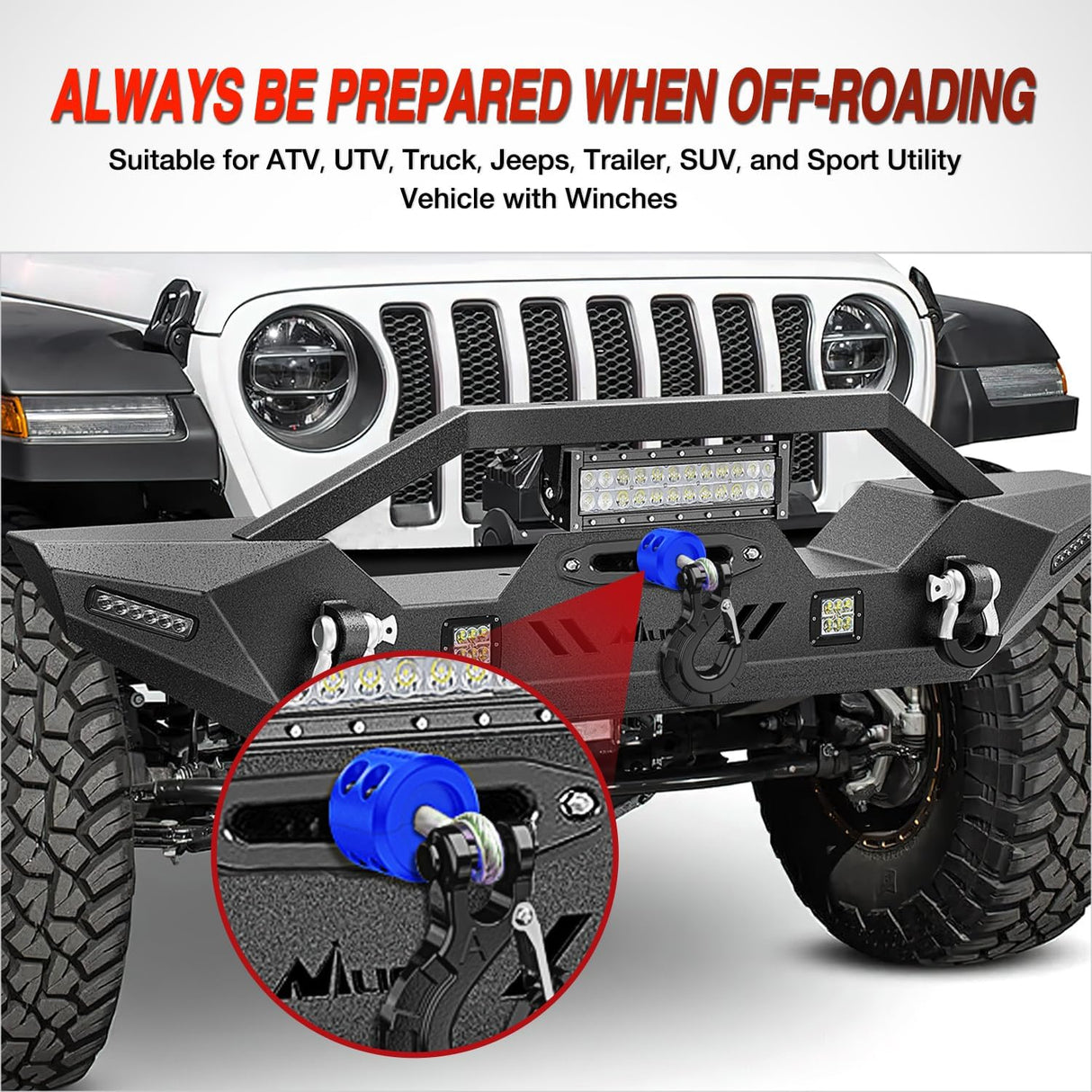 Winch Stopper for ATV UTV Truck SUV Winch Cable Hook Rubber Stopper 2 Pack Protect Towing Hook Synthetic Rope Winch Accessories Rope Line Saver with Stainless Steel Screws Allen Wrenc, Blue