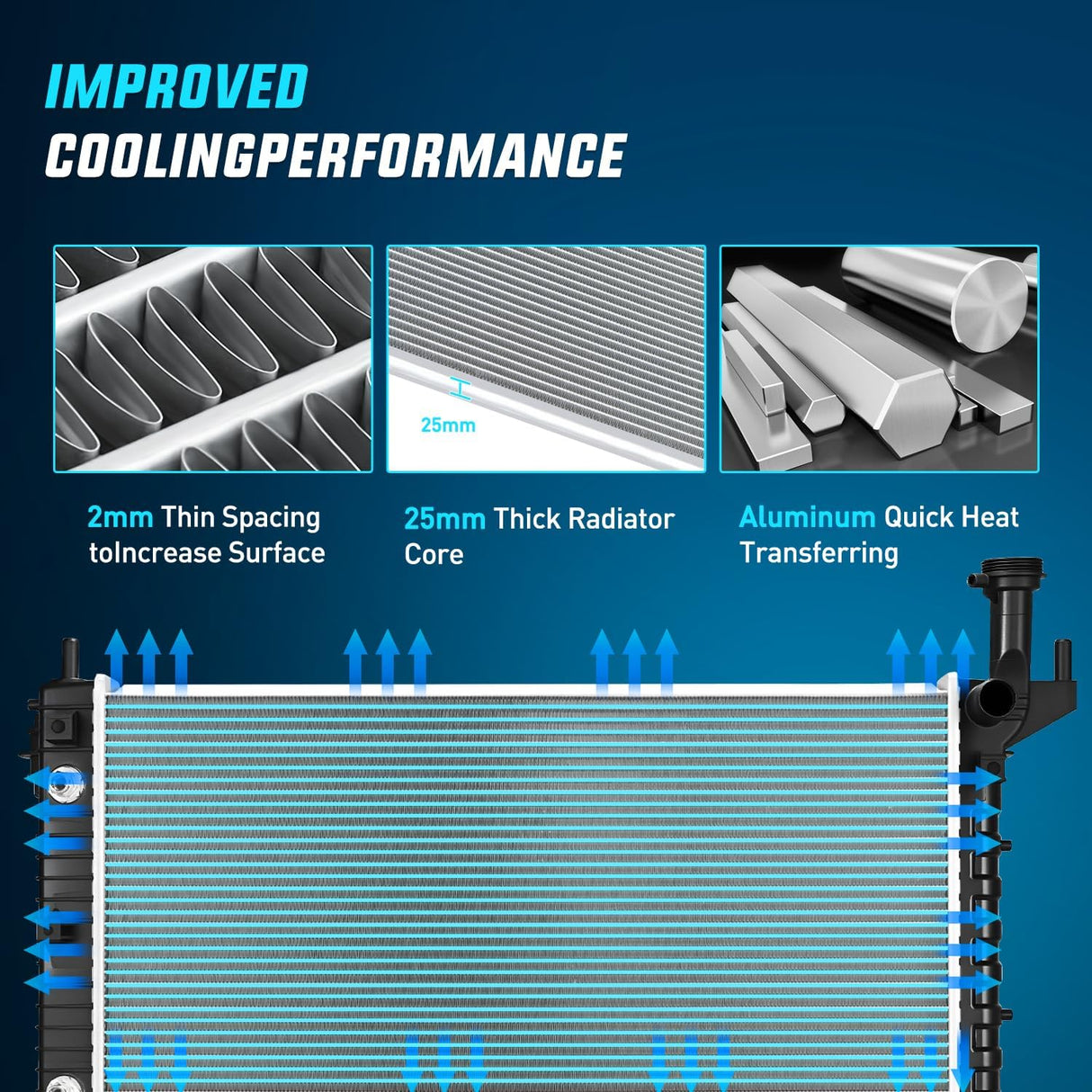 Radiator for Chevy Traverse 2009 2010 2011 2012 2013 2014 2015 2016 2017,GMC Acadia 2007-2016, Buick Enclave 2008-2017, Outlook 2007-2010 V6 3.6L, Automatic Trans