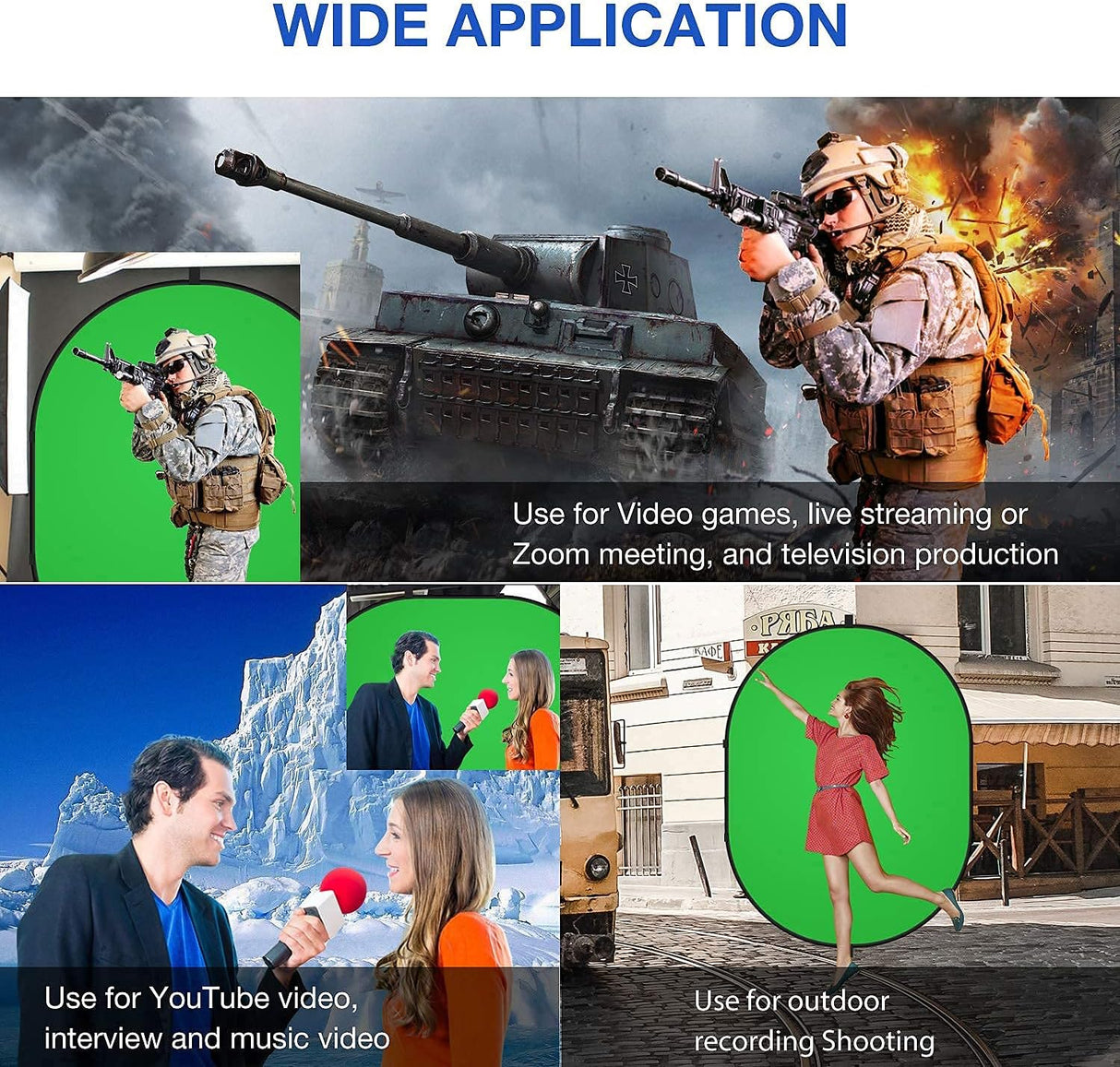 Nilight 5ft x 6.5ft Chromakey Backdrop, 2-in-1 Background Screen Green and Blue Screen, Foldable Backdrop for Photography, Gaming and Live Streaming