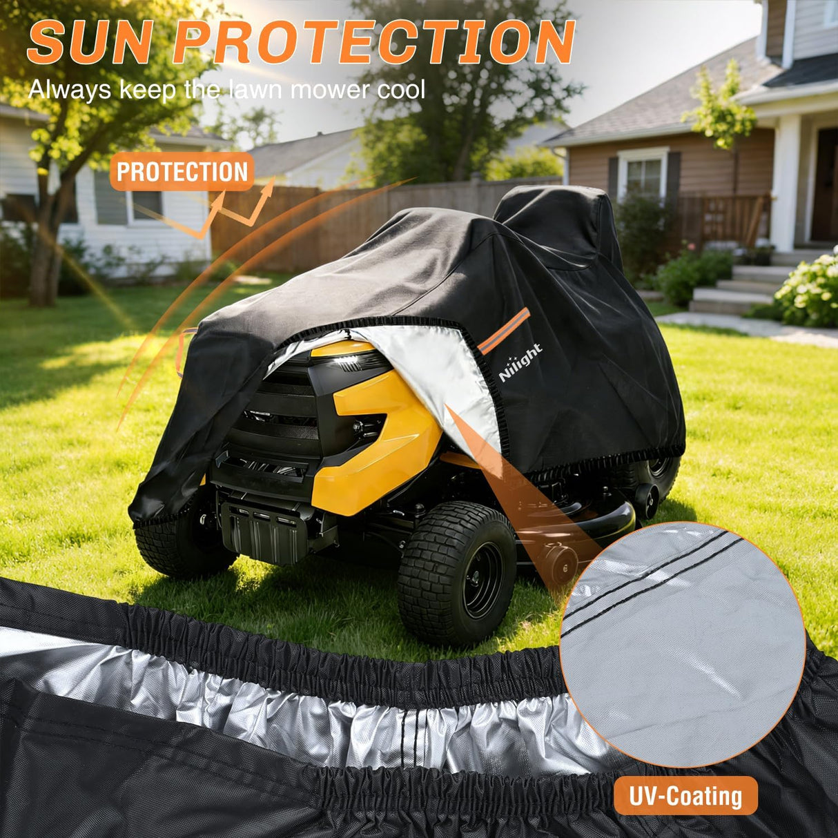 Riding Lawn Mower Cover 72 Inch, Waterproof Lawn Mower Cover | Fits Mowers up to 72 InchL x 44 InchW x 43 InchH, 420D Heavy Duty Fabric, All-weather & UV Protection