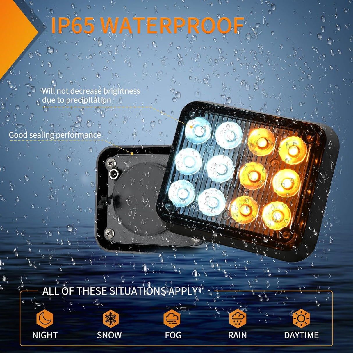 12LED Magnetic Wireless Trailer Lights 2PCS Rechargeable Portable Hazard Beacon Warning Light Amber and White Emergency Strobe Light for Trucks Trailers Vehicles Cars Bus Surface Mount