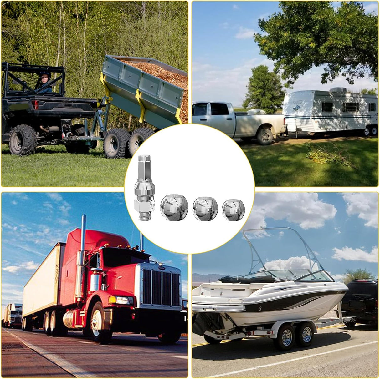 1-7/8 Inch, 2 Inch and 2-5/16 Inch Diameter Chrome Trailer Hitch Ball, Maximum Load Capacity Up to 8,000 lbs, 1- Inch Shank Universal Fit Gray