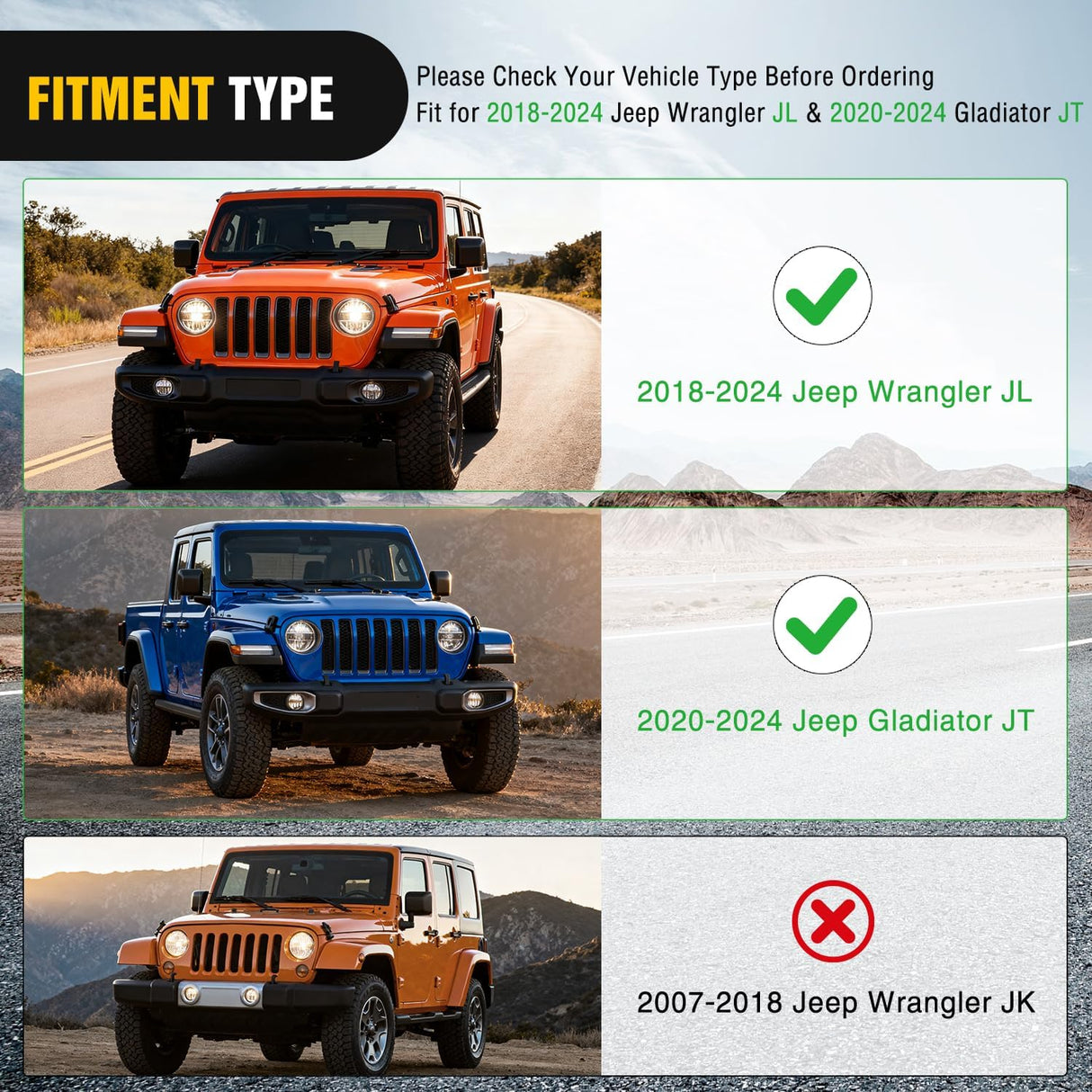 Front Grille Cover for 2018 2019 2020 2021 2022 2023 2024 2025 Wrangler JL and Gladiator JT with LED Amber Lights Matte Black