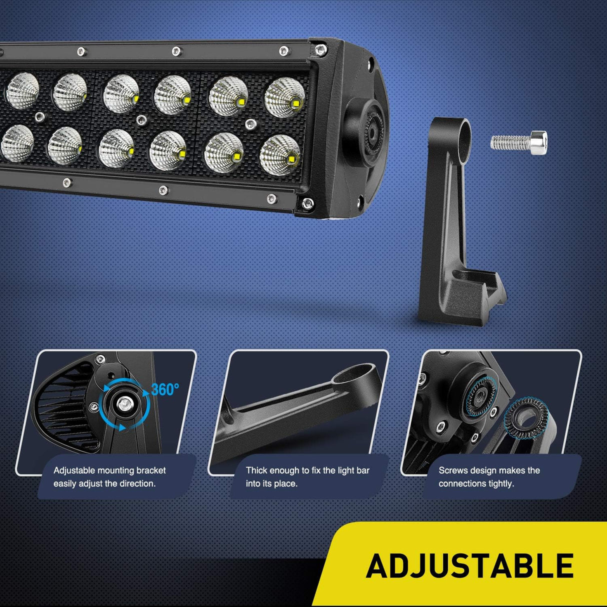 LED Light Bar 22 Inch 120w Flood Spot Combo Driving Lights 12V 5Pin Rocker Switch 16AWG Wiring Harness Kit for Trucks SUV ATV UTV 4x4 Van Camper