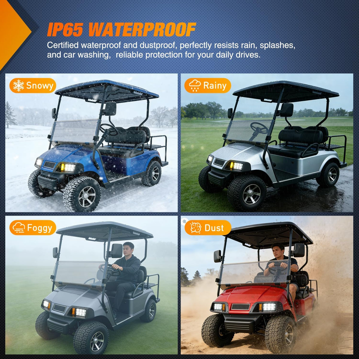 Golf Cart LED Headlights 2PCS 12V Turn Signals EZGO TXT | High Brightness Waterproof Plug and Play Design Running Light Upgrade Easy Installation for 1996-2013 EZGO TXT Electric Carts