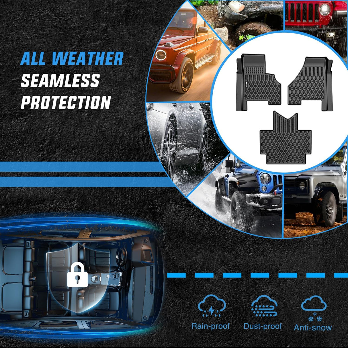 TPE Floor Mats for Freightliner Cascadia 2018 2019 2020 2021 2022 2023 All Weather Custom Fit Heavy Duty Floor Liners