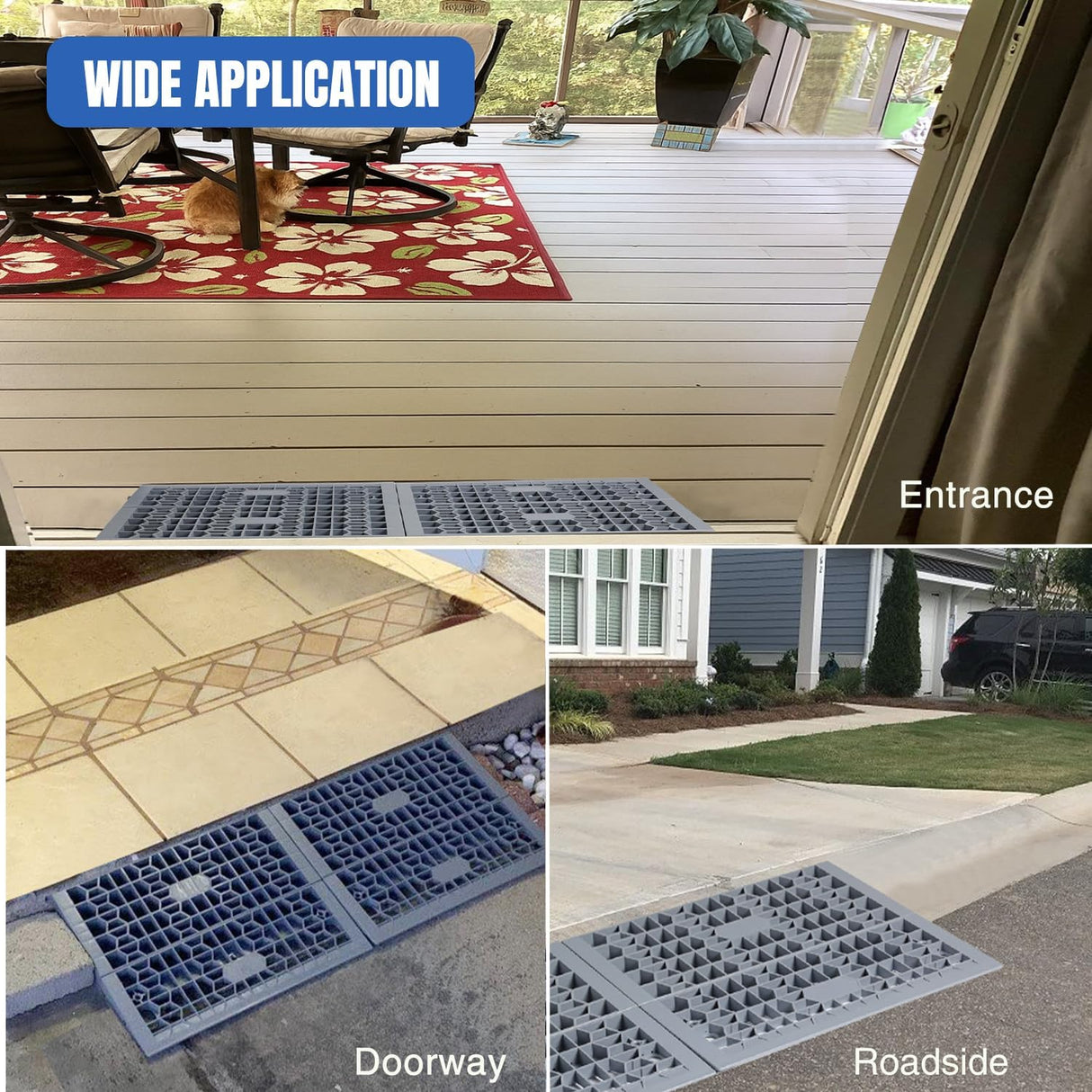Modular Threshold Ramps, 2 Inch Rise Non‑Slip Interlocking Plastic Wheelchair Curb Doorway Ramp for Home Entry Indoor Outdoor, 2 Pack